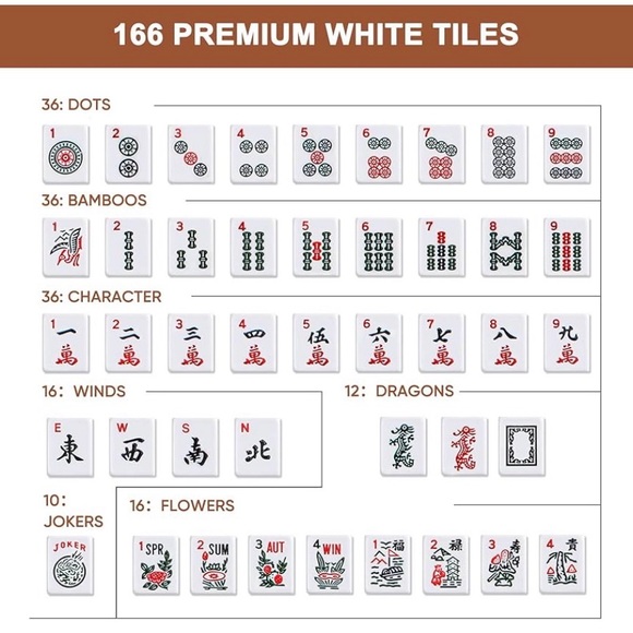 Colorful Mahjong Set with Red Carrying Case - Picture 2 of 4